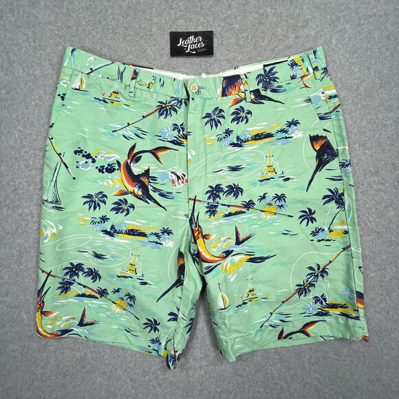 Polo Ralph Lauren Hawaiian Shorts Mens 42T L Marlin Linen Sail Boat Classic Fit - Picture 1 of 11